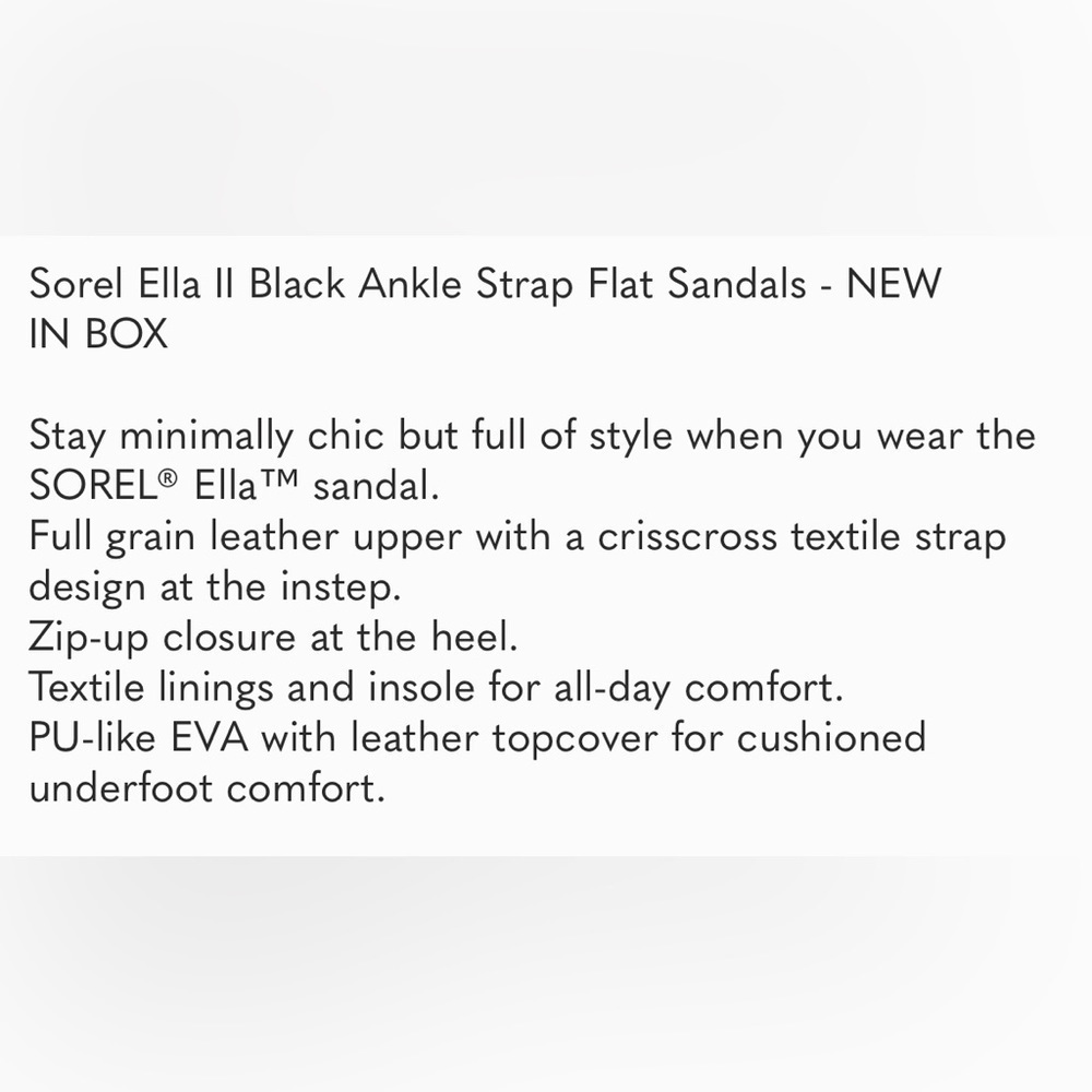 Sorel Sandals Ella II Black Ankle Strap Flats - Picture 5 of 6